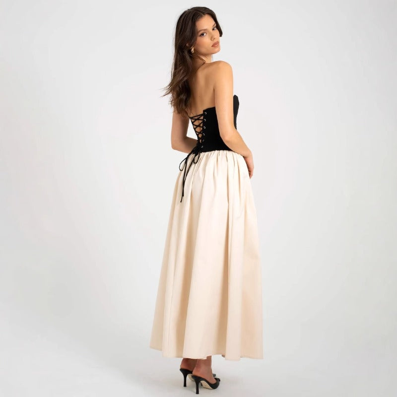 Women's dress amazon summer european and american fashion color block bandeau sleeveless dress ladies' apparel cross-border wholesale