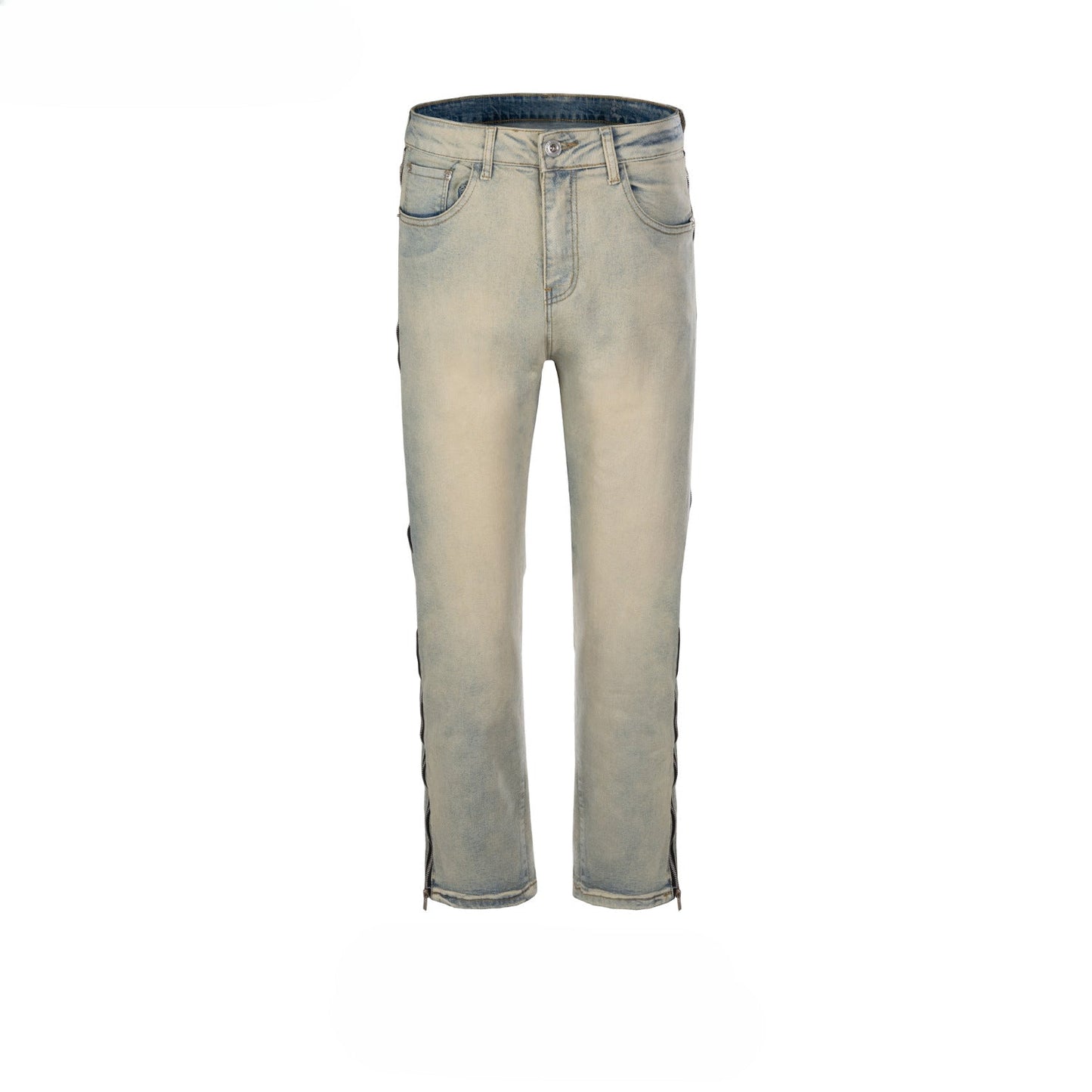 MIJKO Men's Vintage Pants MIJKO Men's Women's Autumn and Winter Washing Water Old Trousers Straight Jeans