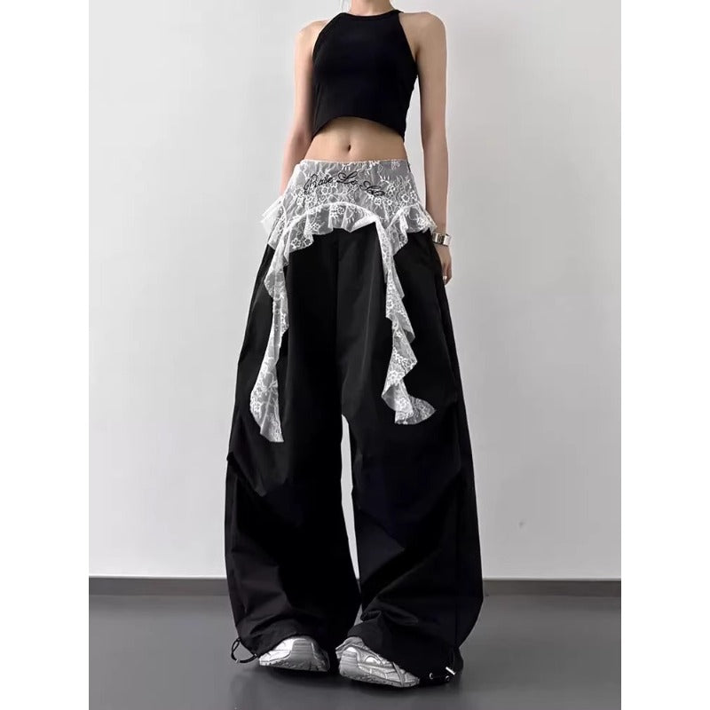 Women casual pants lace stitching women summer slacks