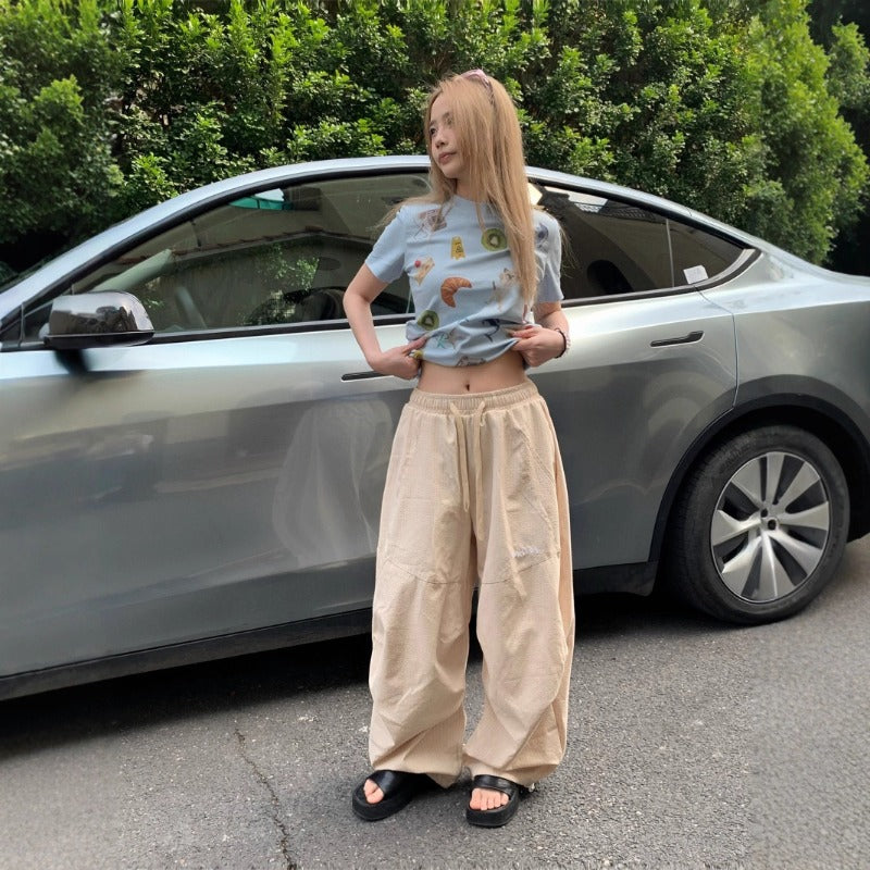 Women casual pants blue stripessummerloose
