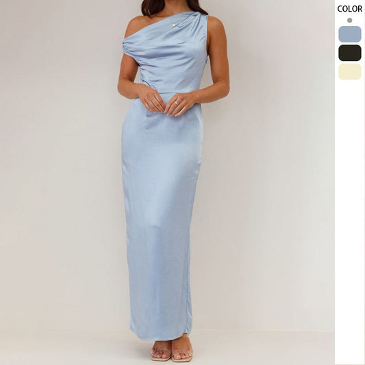 Women's dress: european and american sexy bandeau dress, women's summer solid color hot girl skirt, high-end sleeveless midi dress, slim-fit women's clothing