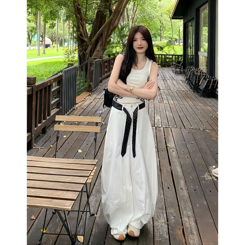 Women casual pants [with belt] women's summer loose overalls