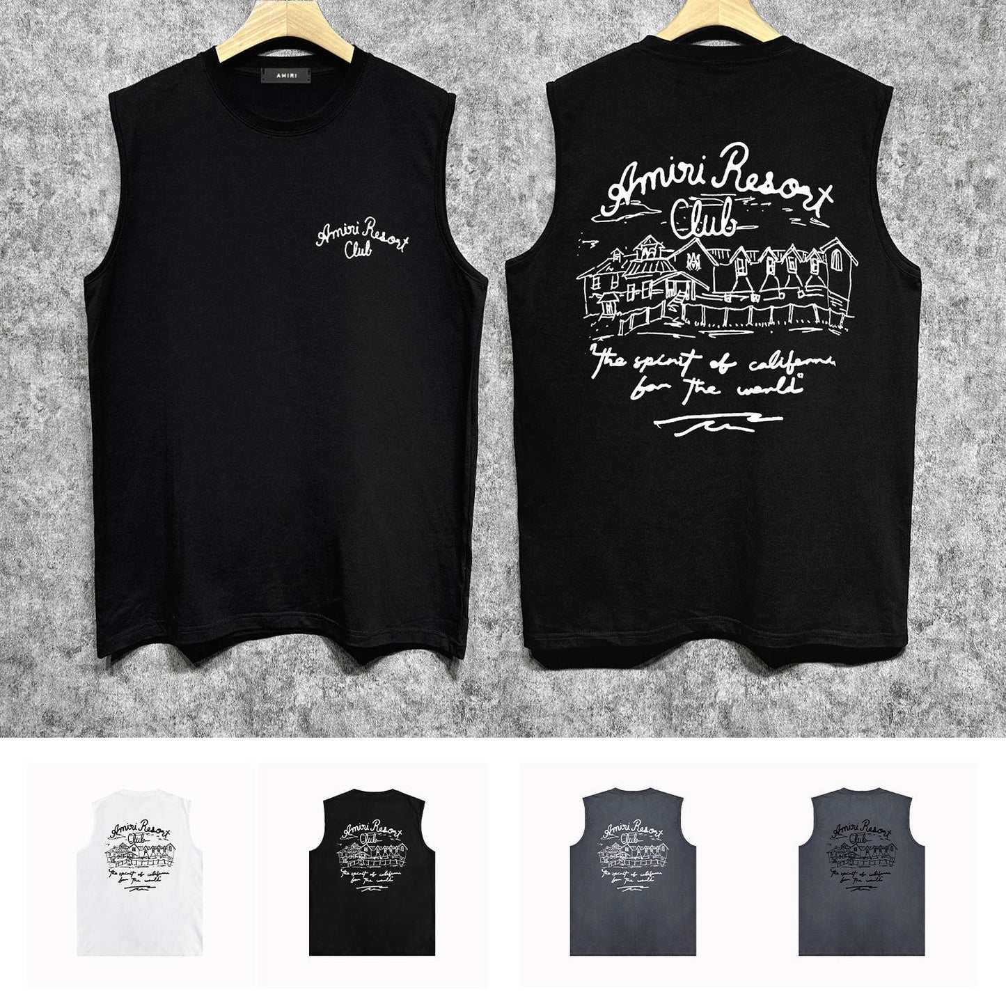Amiri tank top sketch country printing