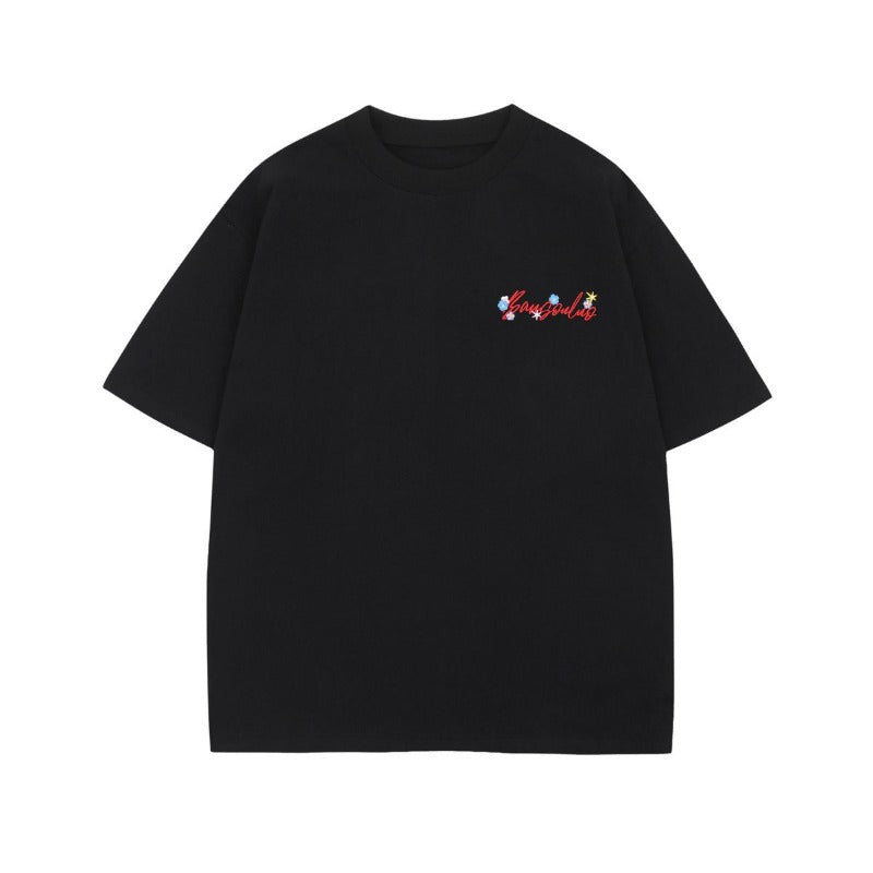 Men's t-shirts: american-style unisex summer streetwear premium letter embroidery design loose fit crew neck short sleeve t-shirt