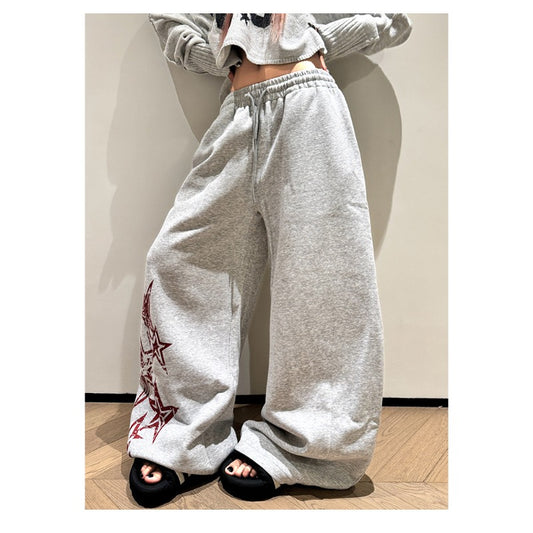 Women casual pants women loose drawstring wide-leg sweatpants