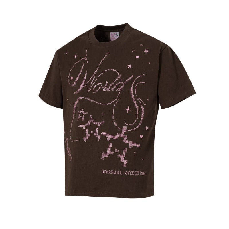 Men's t-shirts: american streetwear summer street style design, fun embroidery, premium fit, short sleeve t-shirt