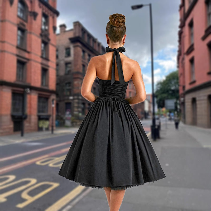 Women's dress - european & american style sexy lingerie - cross-border amazon - sleeveless off-shoulder tie-up cami - slim fit pleated skirt