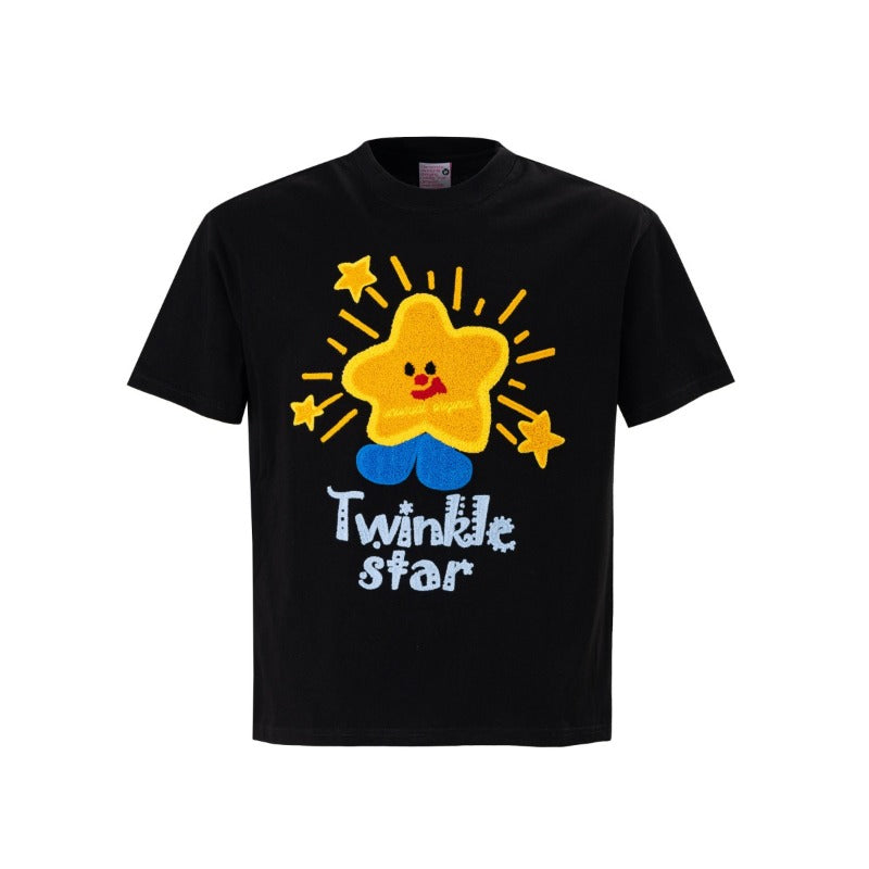 Men's t shirts t american street summer street trendy fun towel embroider design men's classy fitted short sleeve t-shirt