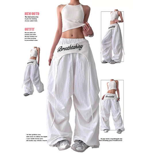 Women casual pants retro women's summer loose wide-leg pants