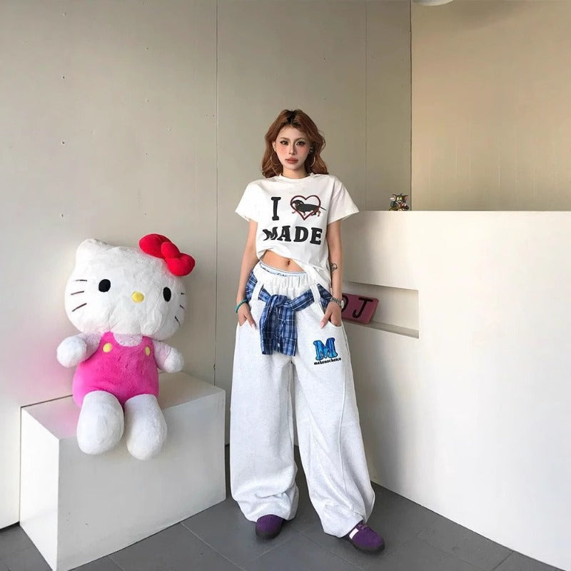 Women casual pant patchworkplaid skirt fart curtain