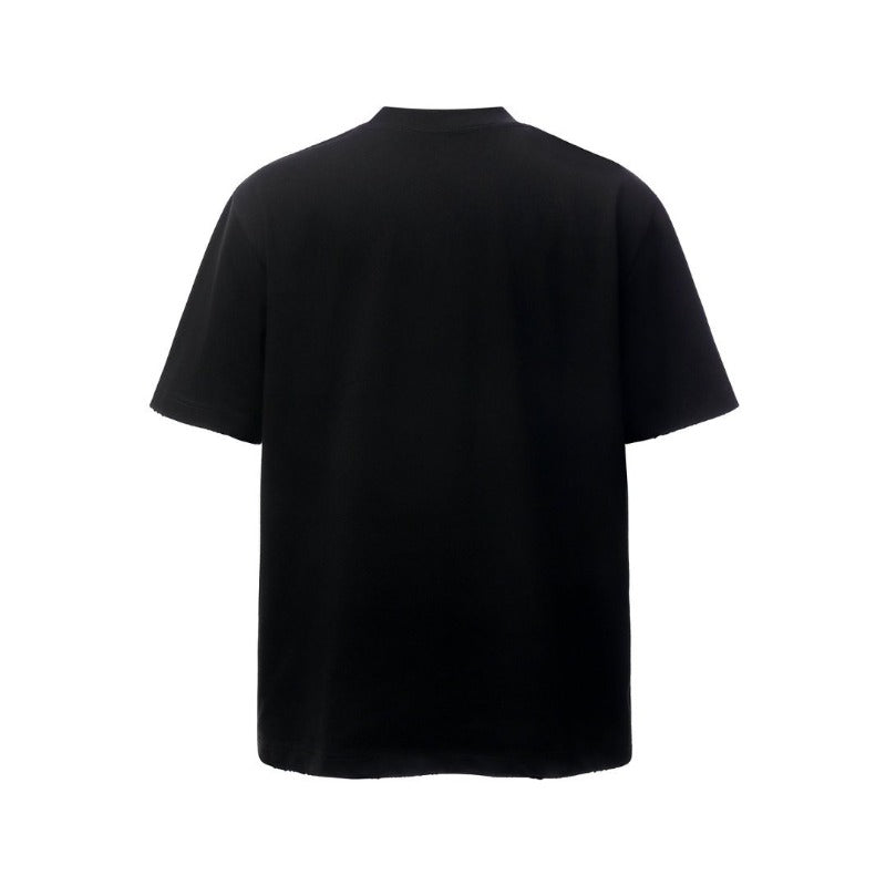 Men's t-shirts: american retro heavyweight double yarn character print crew neck design, men's high street loose fit short sleeve tee