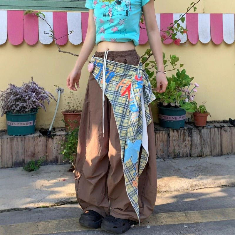Women casual pants retro summer loosehigh waist
