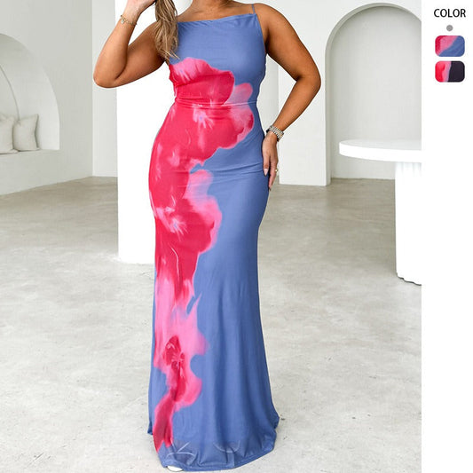 Women's dress - amazon fashion spring/summer new arrivals - slim-fit camisole dress with color block floral print - maxi dress for women