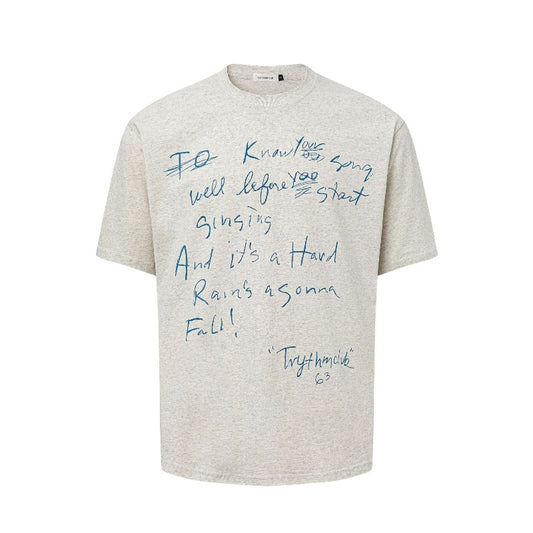 Men's t-shirts: american street style summer unisex hand-painted letter design, men's loose fit premium short sleeve tee