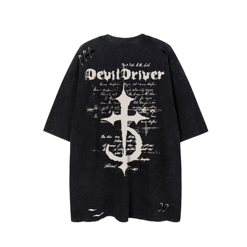 Men t shirts mankun tx-ss american street fashion brand hole pin design: anchor cross distressed short-sleeved t-shirt