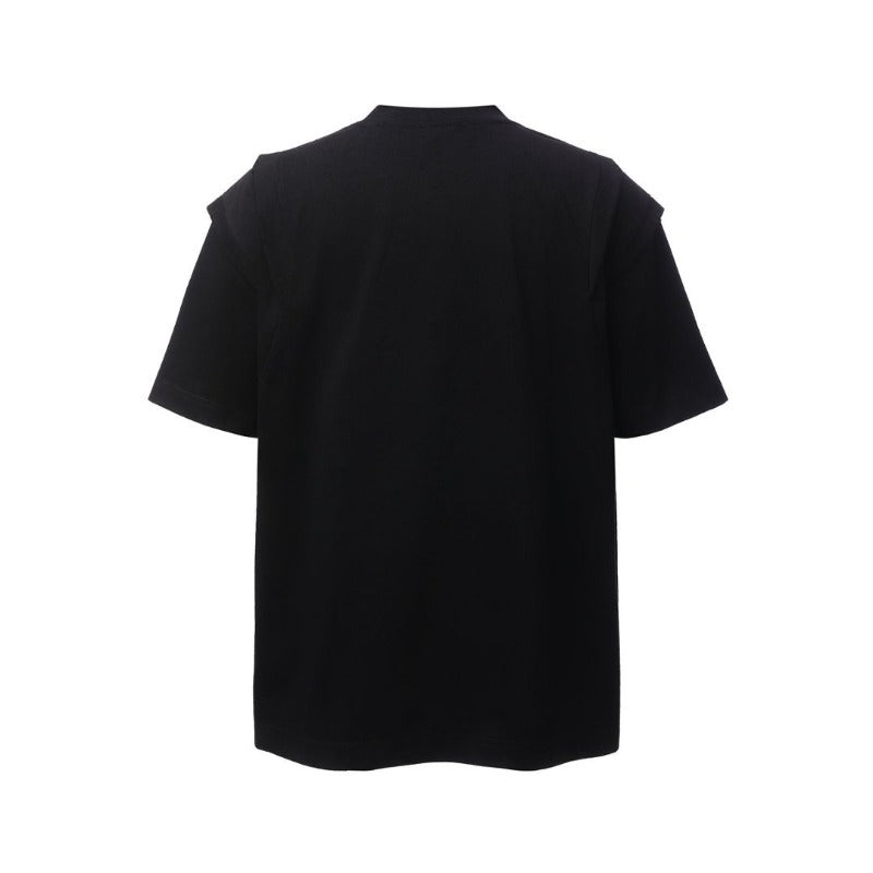 Men's t-shirts: american retro heavyweight double yarn high-quality appliqué embroidery design, deconstructed loose fit short sleeve tee