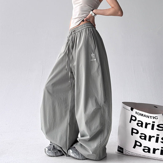 Women casual pants loose wide leg pants kpop tooling scimitar pants