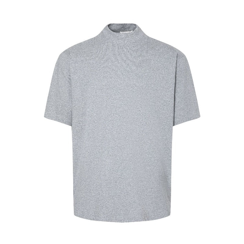 Men's t-shirts: minimalist summer base layer, solid color, premium feel, mandarin collar, new design, men's relaxed fit short sleeve tee