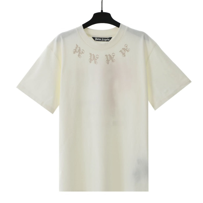 Palm Angels T Shirts Letter Painted Coconut Tree Print Short Sleeve T-Shirt