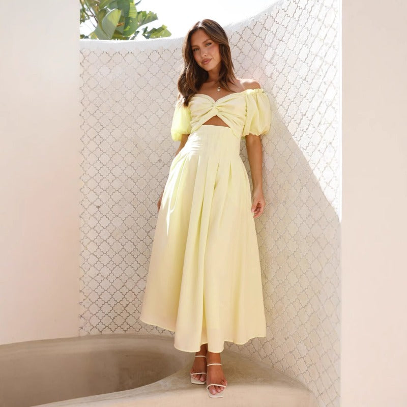 Women's dress: spring/summer sexy slim-fit cutout maxi dress - high-end, figure-hugging, backless, vacation style