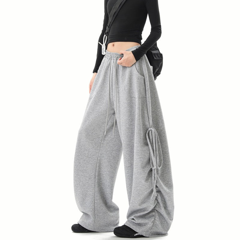 Women casual pants streamer straps grey sweatpants women loose