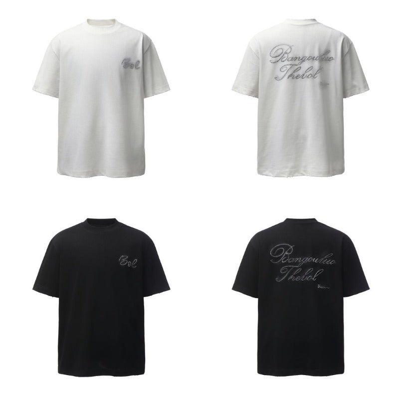 Men's t-shirts: american retro heavyweight double yarn hotfix graphic design crew neck high street oversized short sleeve tee