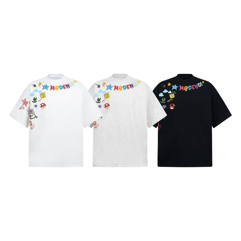 Men's t-shirts: american street style, unisex retro creative color graphic design, men's loose fit premium heavyweight short sleeve tee