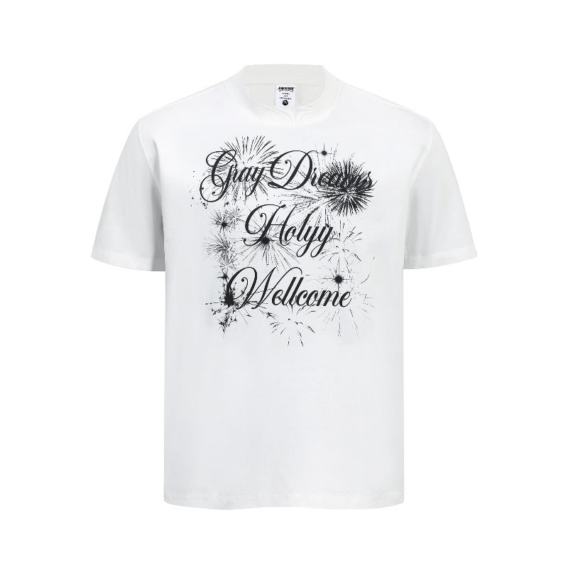 Men t shirts w american high street retro street trendy couple style niche style trendy brand design men's round neck fitted version short-sleeved t-shirt
