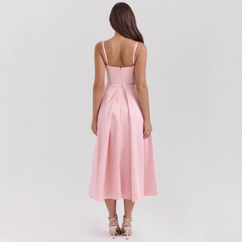 Women's dress - amazon v-neck sexy design long dress - court style dopamine dress - camisole dress for women