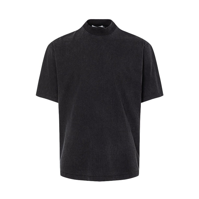 Men's t-shirts: minimalist summer base layer, solid color, premium feel, mandarin collar, new design, men's relaxed fit short sleeve tee