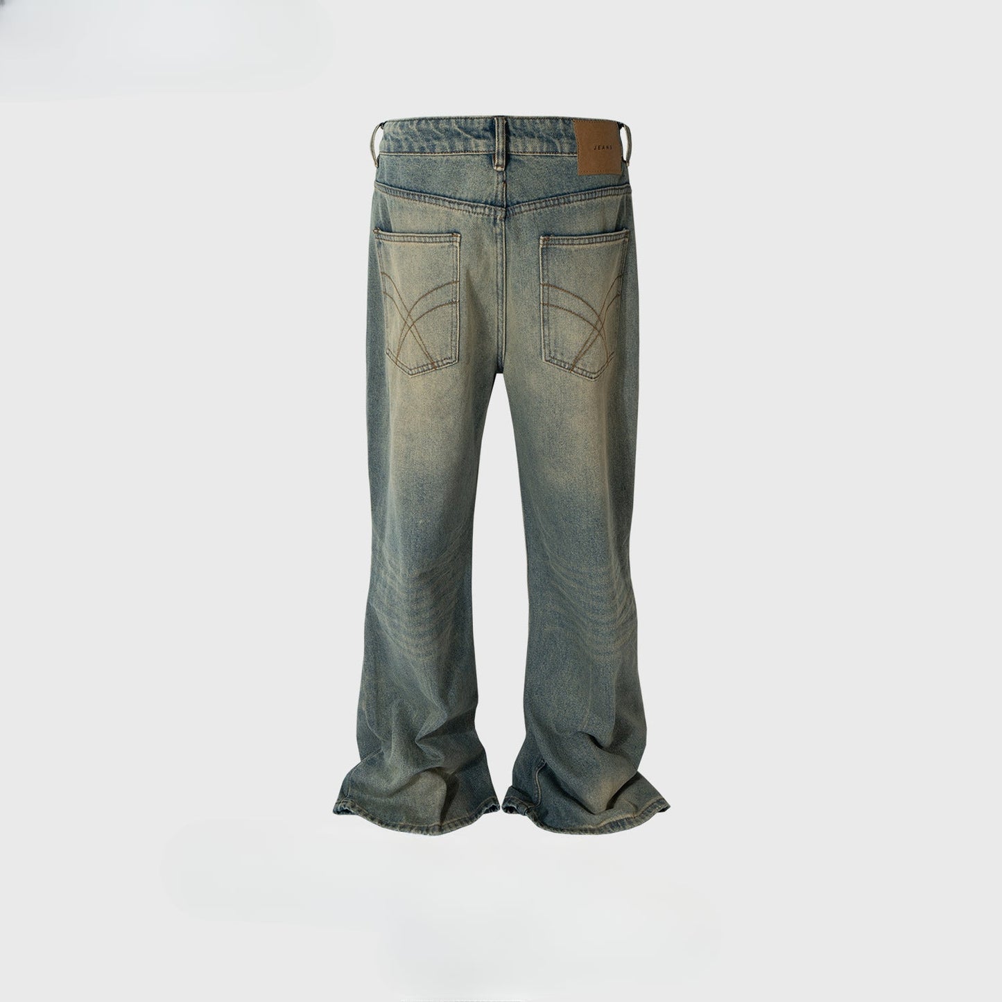MIJKO Men Vintage Pants MIJKO washed old trousers slightly ripped blue jeans