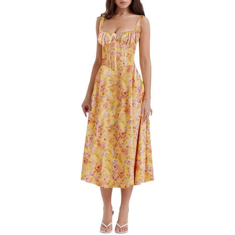 Women's dress: amazon bestseller - summer chic, elegant, high-end, spaghetti strap, soft & feminine style - french-inspired dress for women
