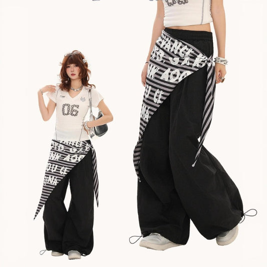 Women casual pants retroletterprinting layering