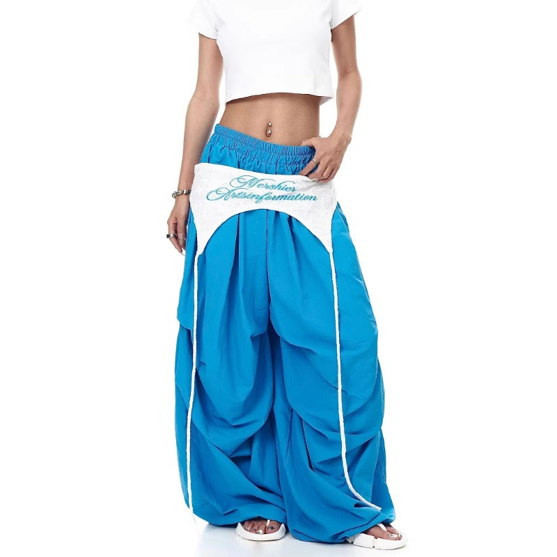 Women casual pants retro girdle layered loose