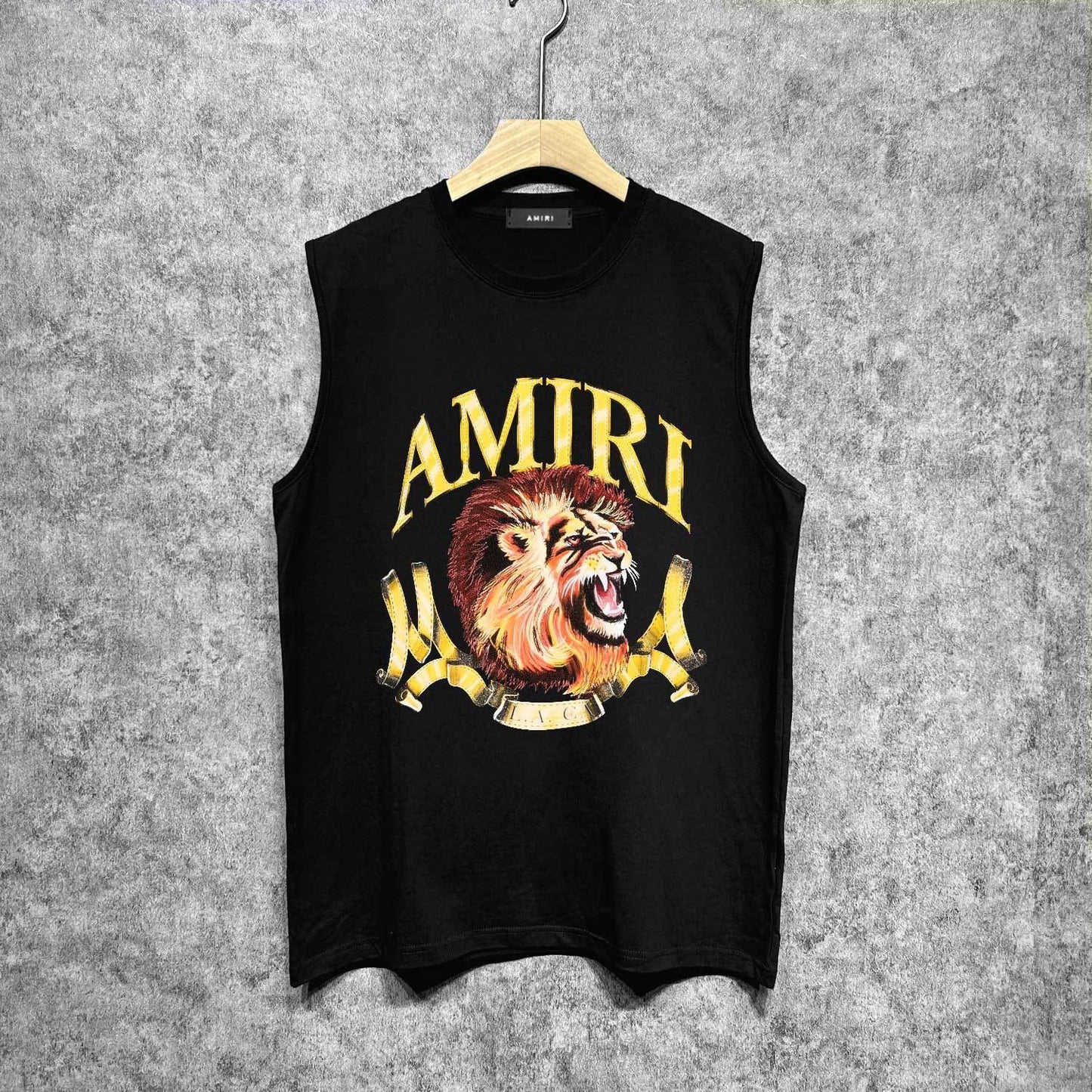 Amiri tank top gold lion print