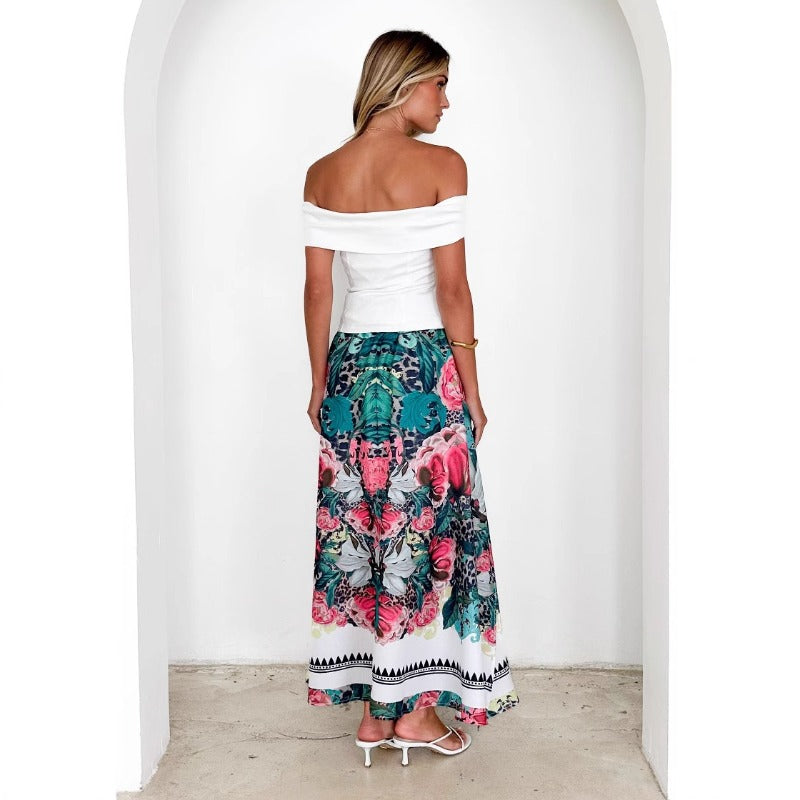 Women's dress - bestselling high-waisted, elastic waist, loose-fit printed maxi skirt/sundress for summer - perfect for independent e-commerce stores, wish, and amazon
