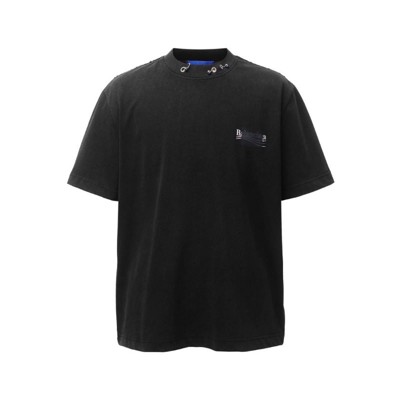 Men's t-shirts: american retro heavyweight double yarn high-quality logo print design, distressed loose fit short sleeve tee