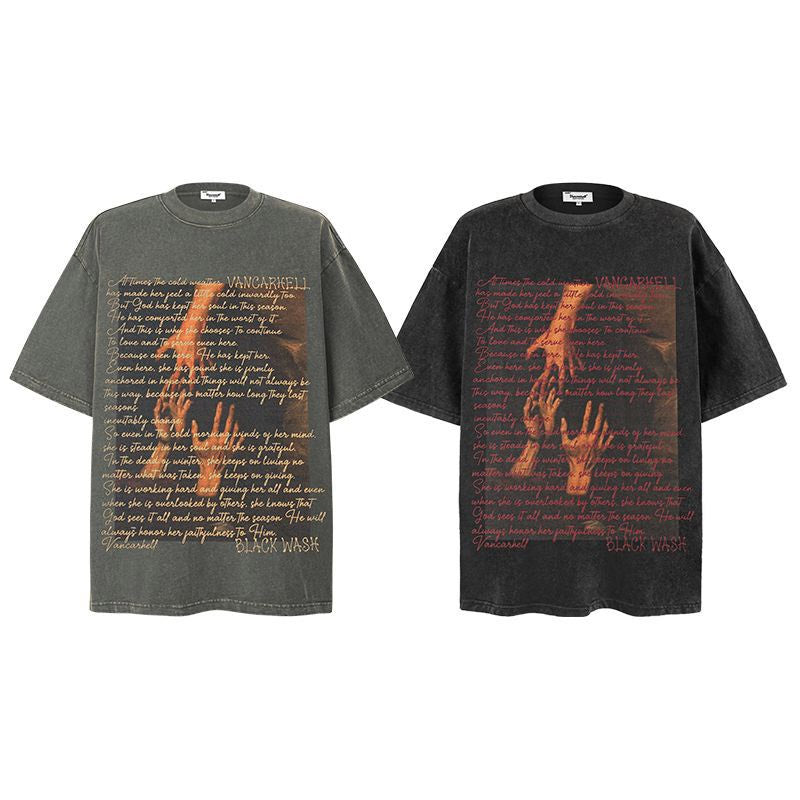 Mens T Shirts Old Short Sleeves Loose Summer