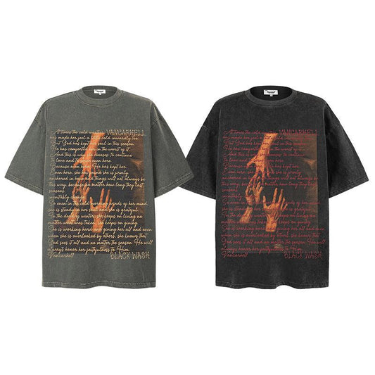 Mens T Shirts Old Short Sleeves Loose Summer