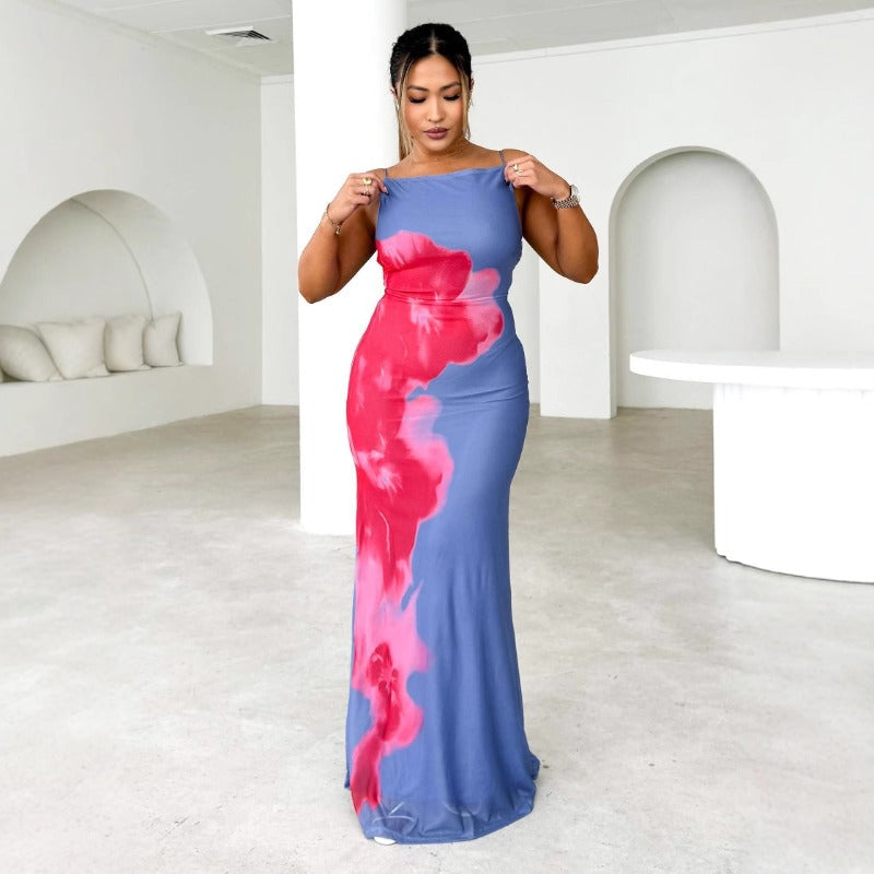 Women's dress - amazon fashion spring/summer new arrivals - slim-fit camisole dress with color block floral print - maxi dress for women