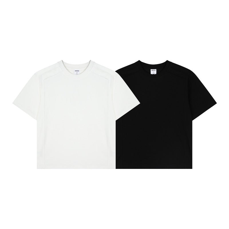 Men t shirts r american retrocouple street trendypure color deconstructed design bottomeasiest for match men's loose round neck short sleeve t-shirt
