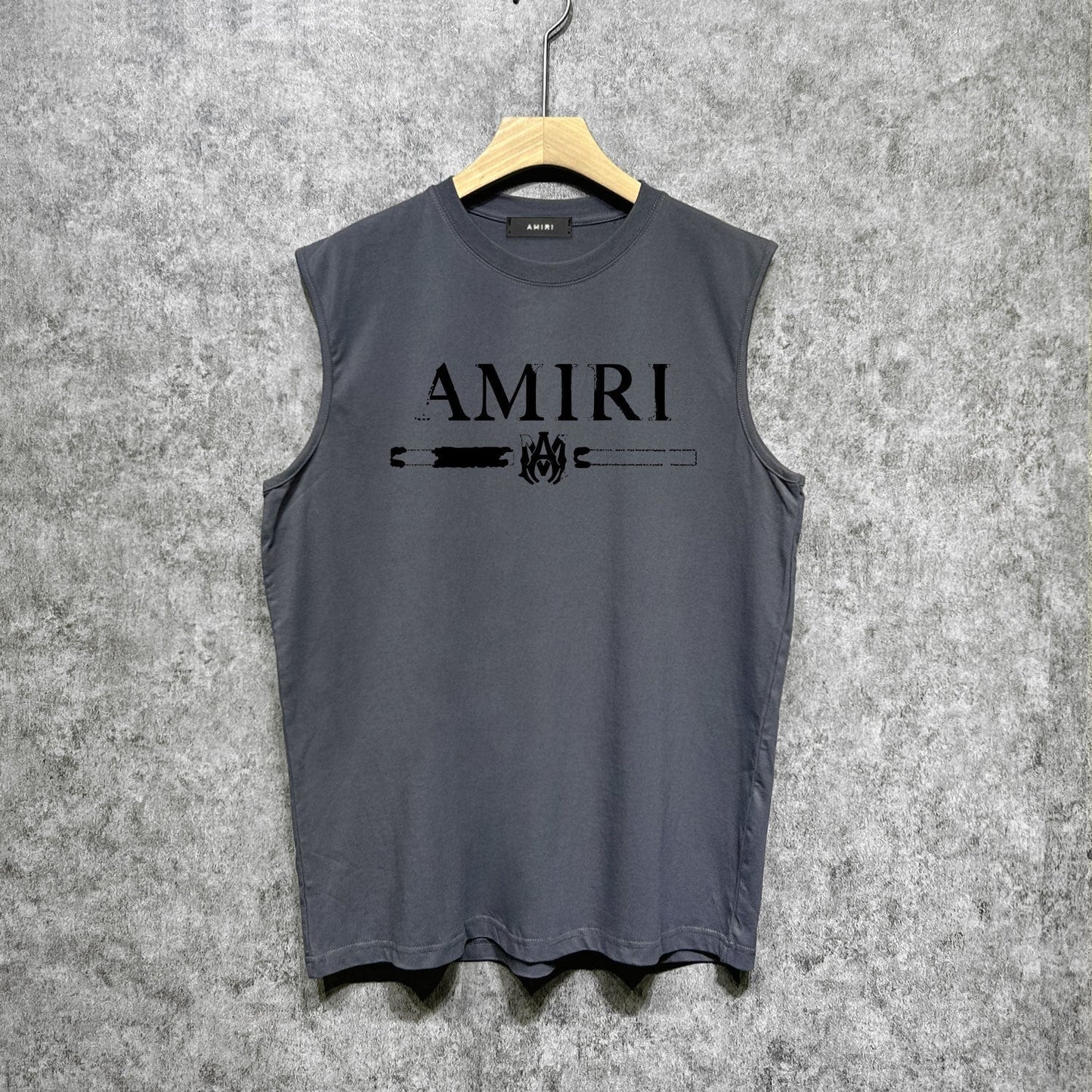 Amiri tank top with damaged letter horizontal stripesprinting