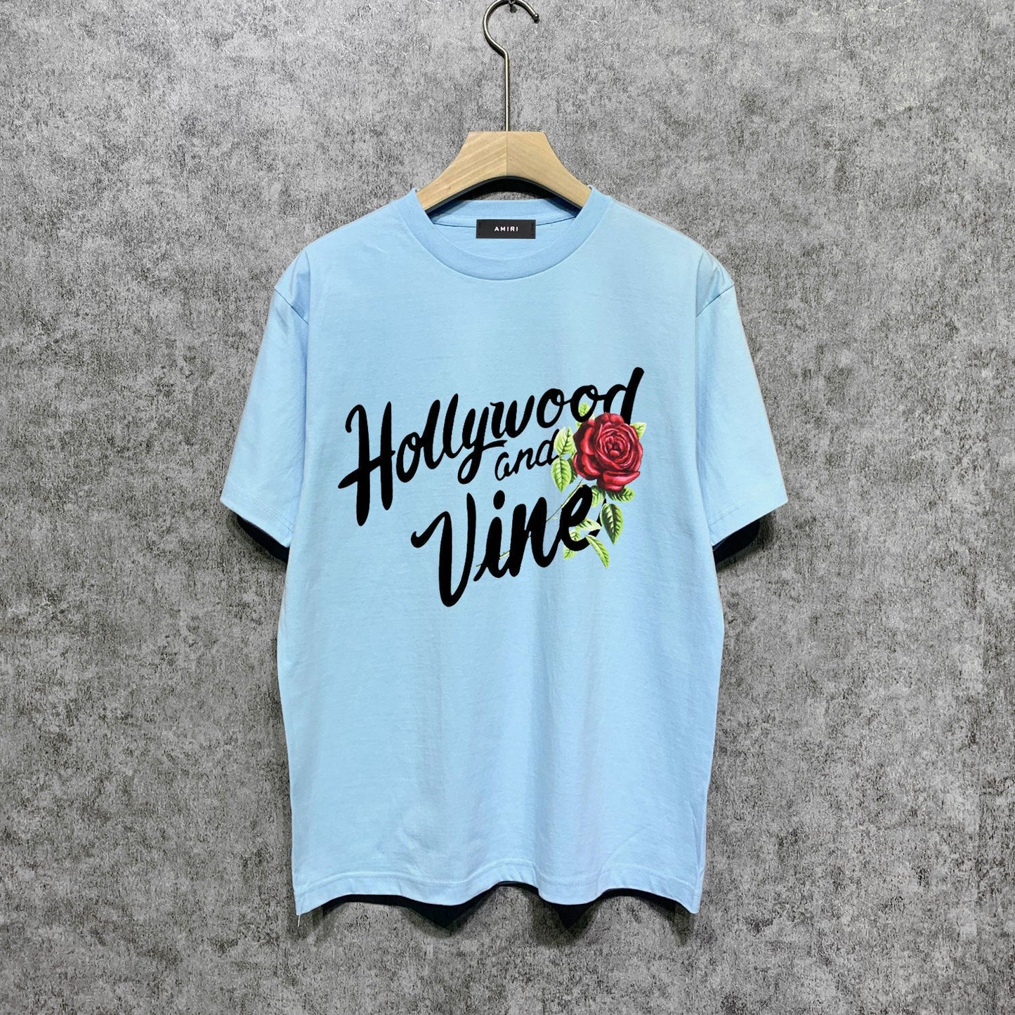 Amiri t shirts hollywood rose printing short sleeve