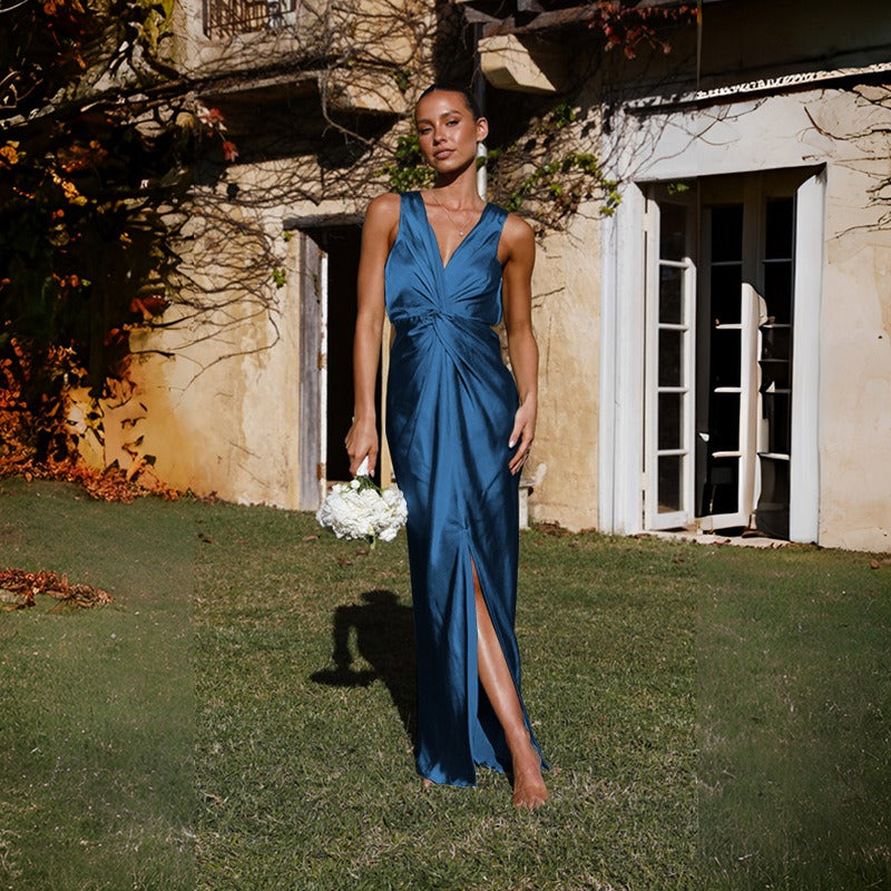 Women's dress - cross-border spring/summer amazon fashion - european & american style sexy deep v sleeveless backless evening gown - women's fashion dress