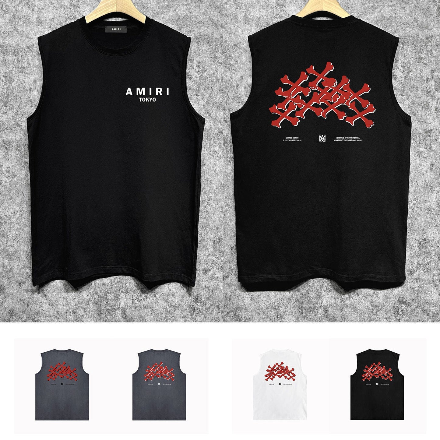 Amiri tank top tokyo bones print