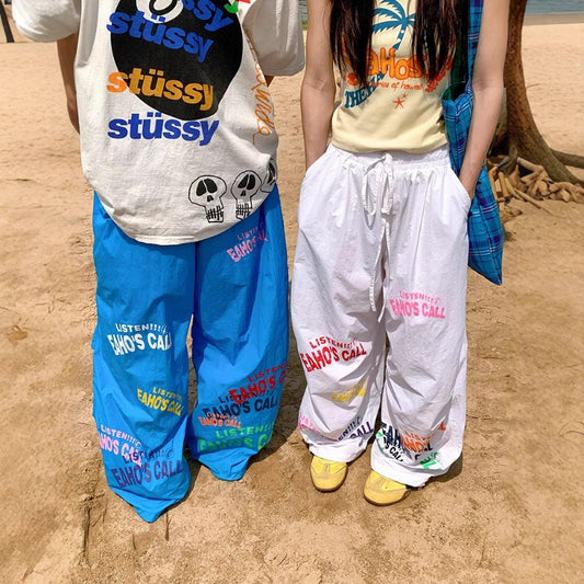 Women casual pants Women's drawstring loose wide-leg pants