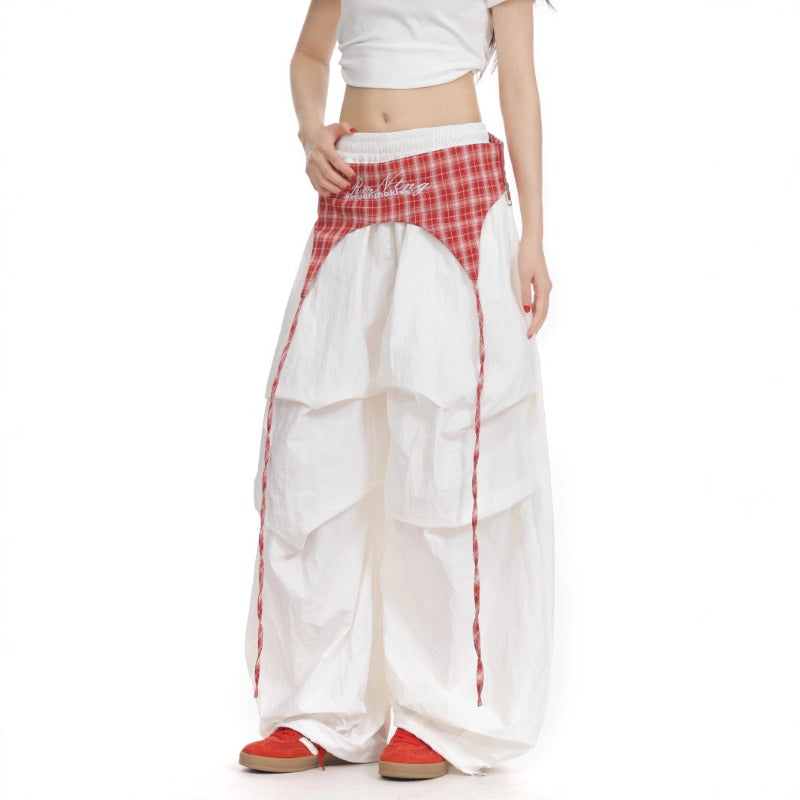 Women casual pants women's fart curtain elastic waist pleated trousers