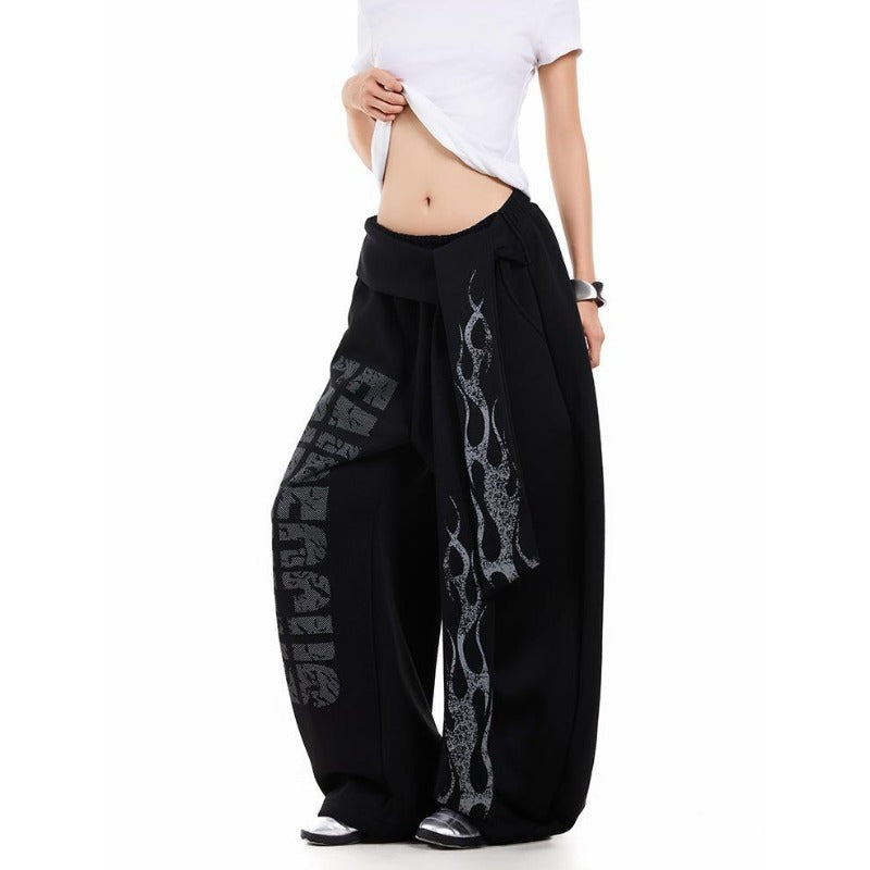 Women casual pants retro women loose scimitar pants