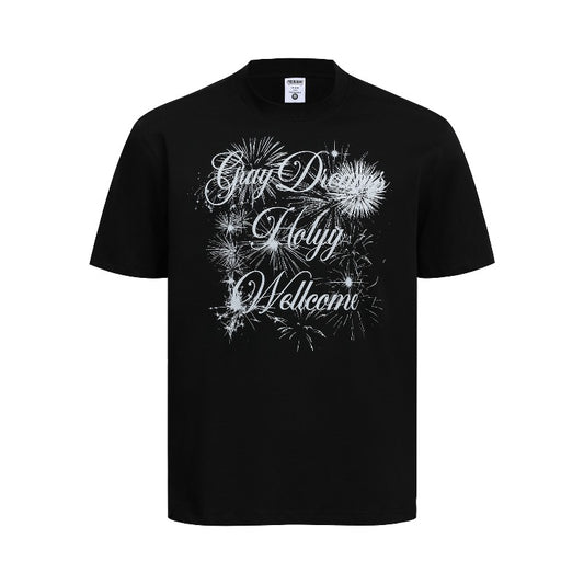 Men t shirts w american high street retro street trendy couple style niche style trendy brand design men's round neck fitted version short-sleeved t-shirt