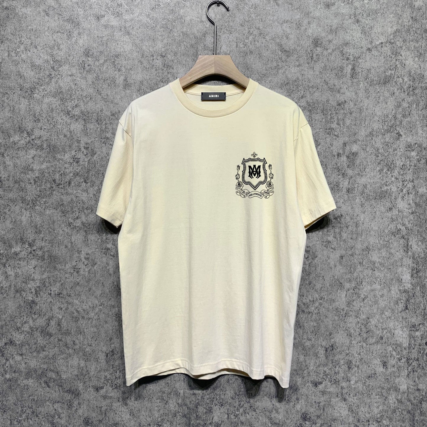 Amiri t shirts flower shield printing short sleeve